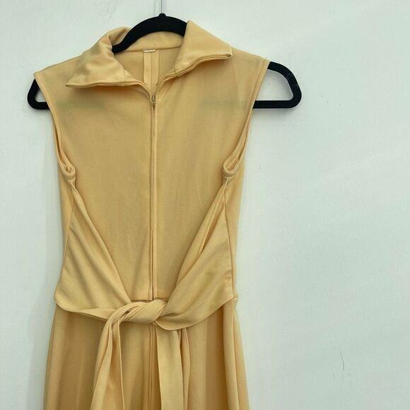 Vintage Handmade Yellow Wide Leg Zip Up Jumpsuit - Small - Picture 5 of 14